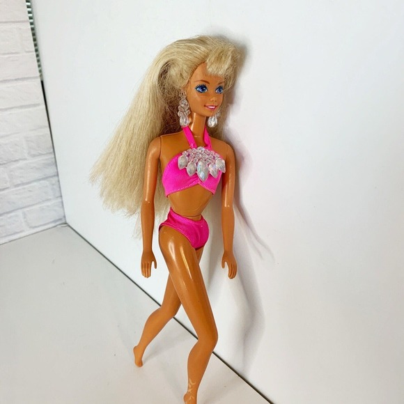 Mattel Barbie Doll Sun Jewel Blonde Blue Eyes Bendable Legs Tan Skin Earrings - Picture 6 of 8